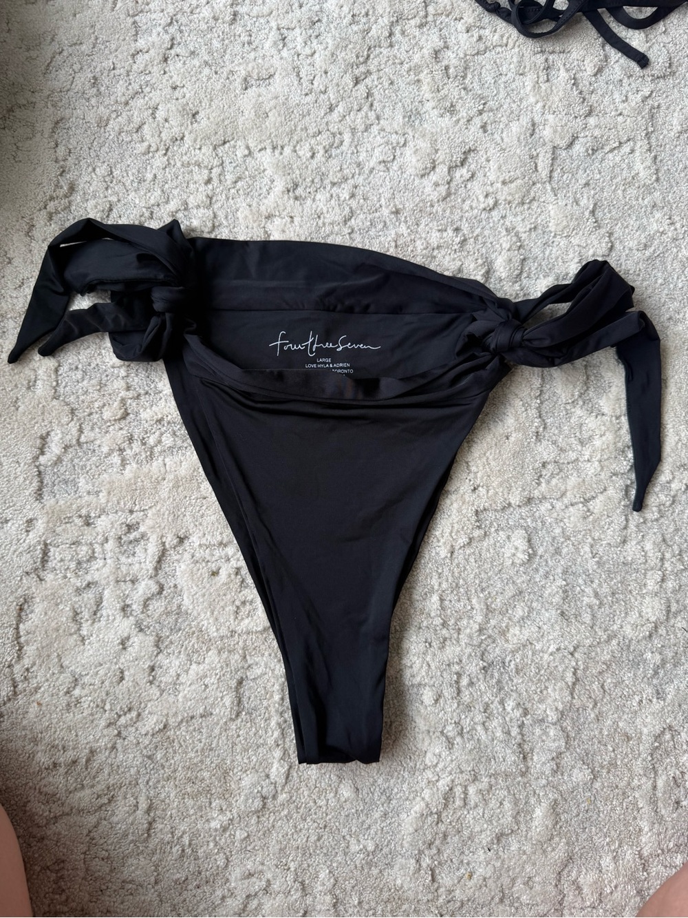 437 Bikinis Black Tie-Side High-Cut Bikini Bottom